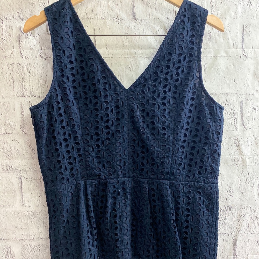 Ann Taylor Navy Blue Eyelet Top